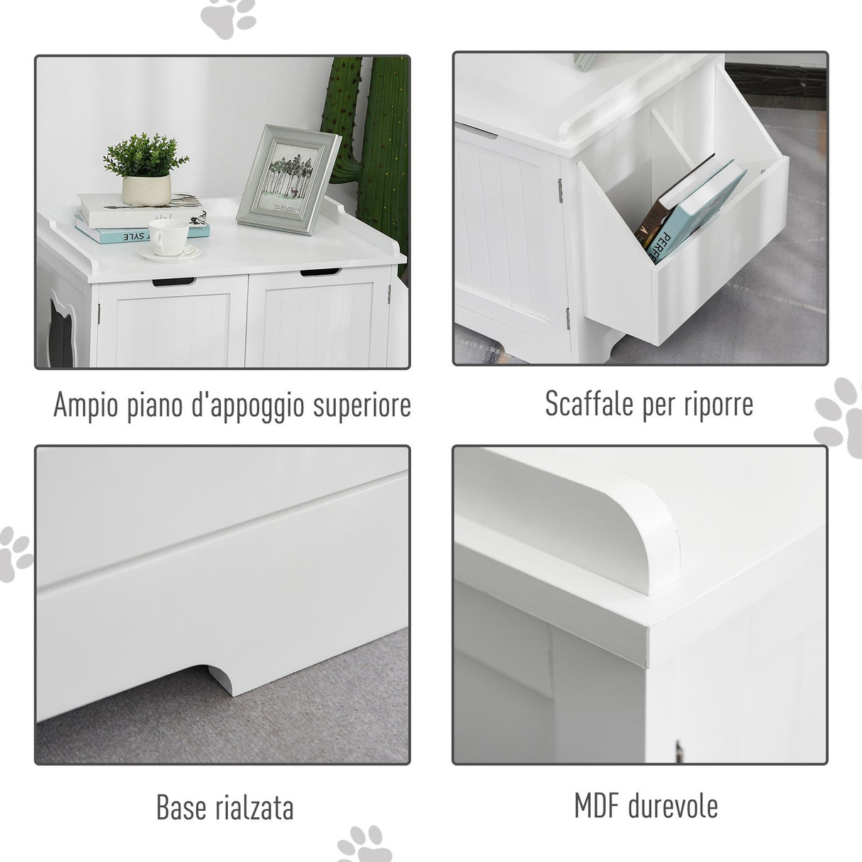 easycomfort easycomfort mobile lettiera per gatti a 2 ante con portaoggetti laterale 88 5x48x51 5cm bianco