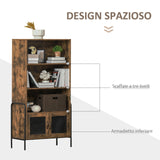 easycomfort easycomfort mobile libreria design industriale con ripiani e armadietto in legno e metallo marrone e nero 81x40x160cm