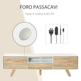 easycomfort easycomfort mobile porta tv con ante e cassetto per tv fino a 60 in mdf bianco e legno 160x40x45cm