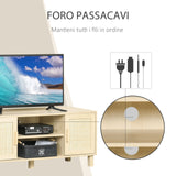 easycomfort easycomfort mobile porta tv con vani aperti e ante in rattan color legno 115x40x48cm