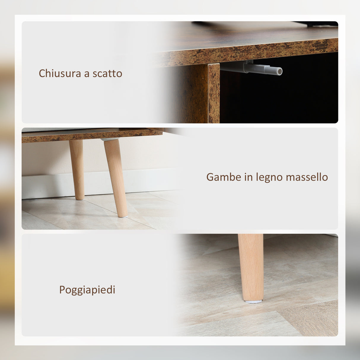 easycomfort easycomfort mobile porta tv fino a 55 con vano aperto e armadietto in legno 110x40x50cm marrone