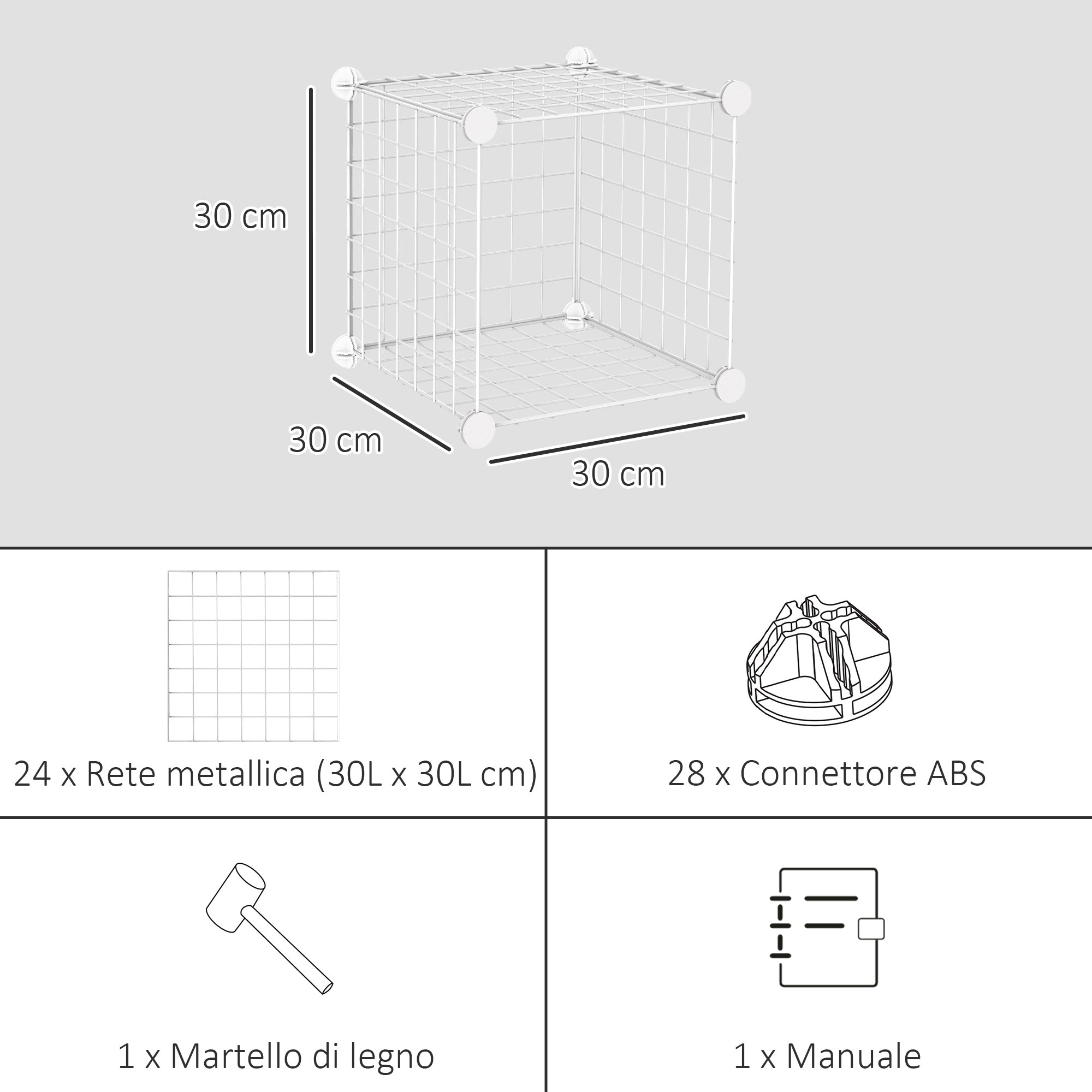 EASYCOMFORT Mobile Scarpiera Modulare Salvaspazio, 6 Cubi 30x30x30 cm in  Acciaio e PP, 94x32x94 cm, Bianco