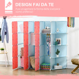 easycomfort easycomfort mobile scarpiera modulare salvaspazio a fungo 16 cubi in acciaio e pp 145x47x145 cm rosa e blu