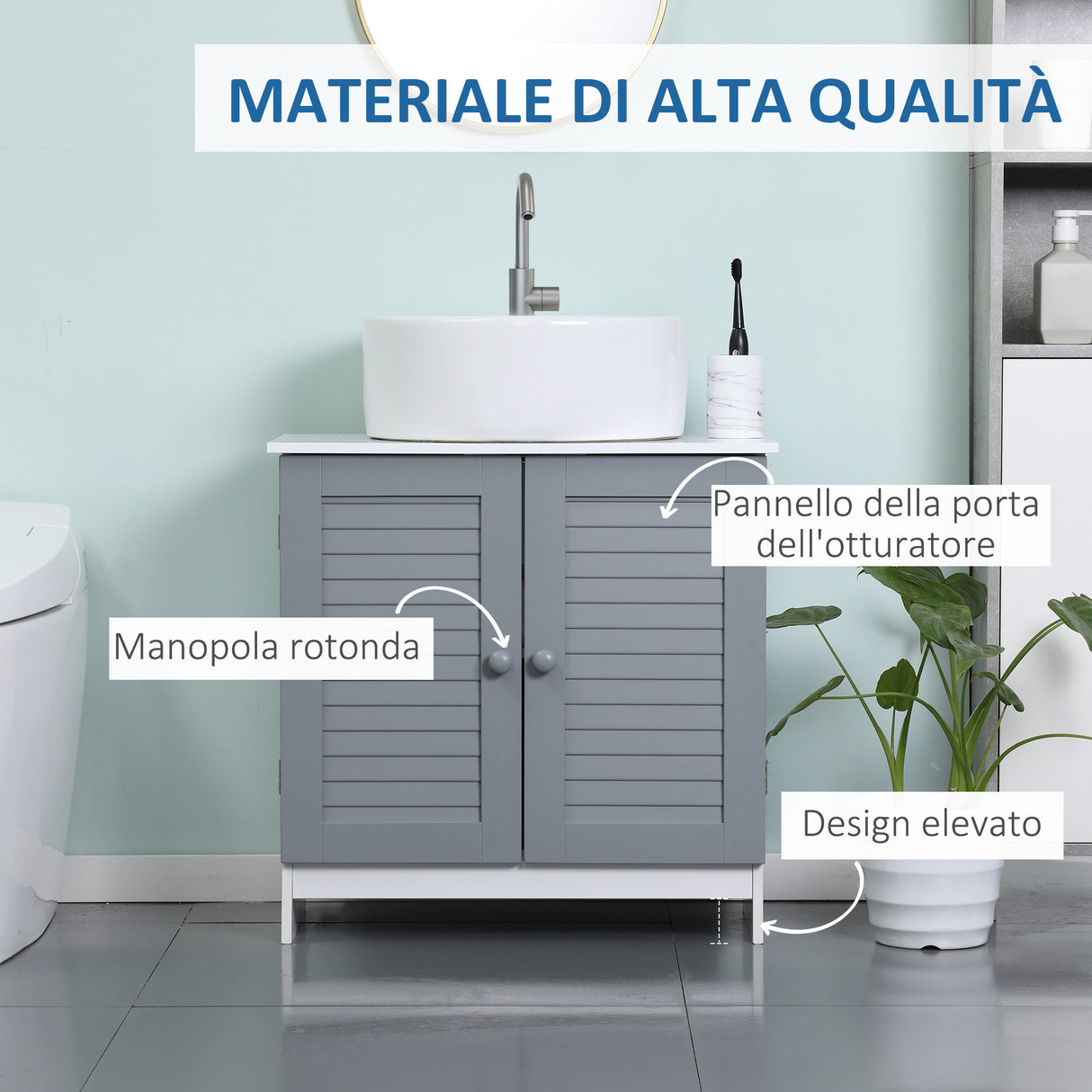 easycomfort easycomfort mobile sotto lavabo bagno salvaspazio con 2 ante e ripiano regolabile 60x30x60cm