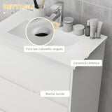 easycomfort easycomfort mobiletto bagno a 2 cassetti in truciolato con lavabo in ceramica sintetica 61x37x88 cm bianco