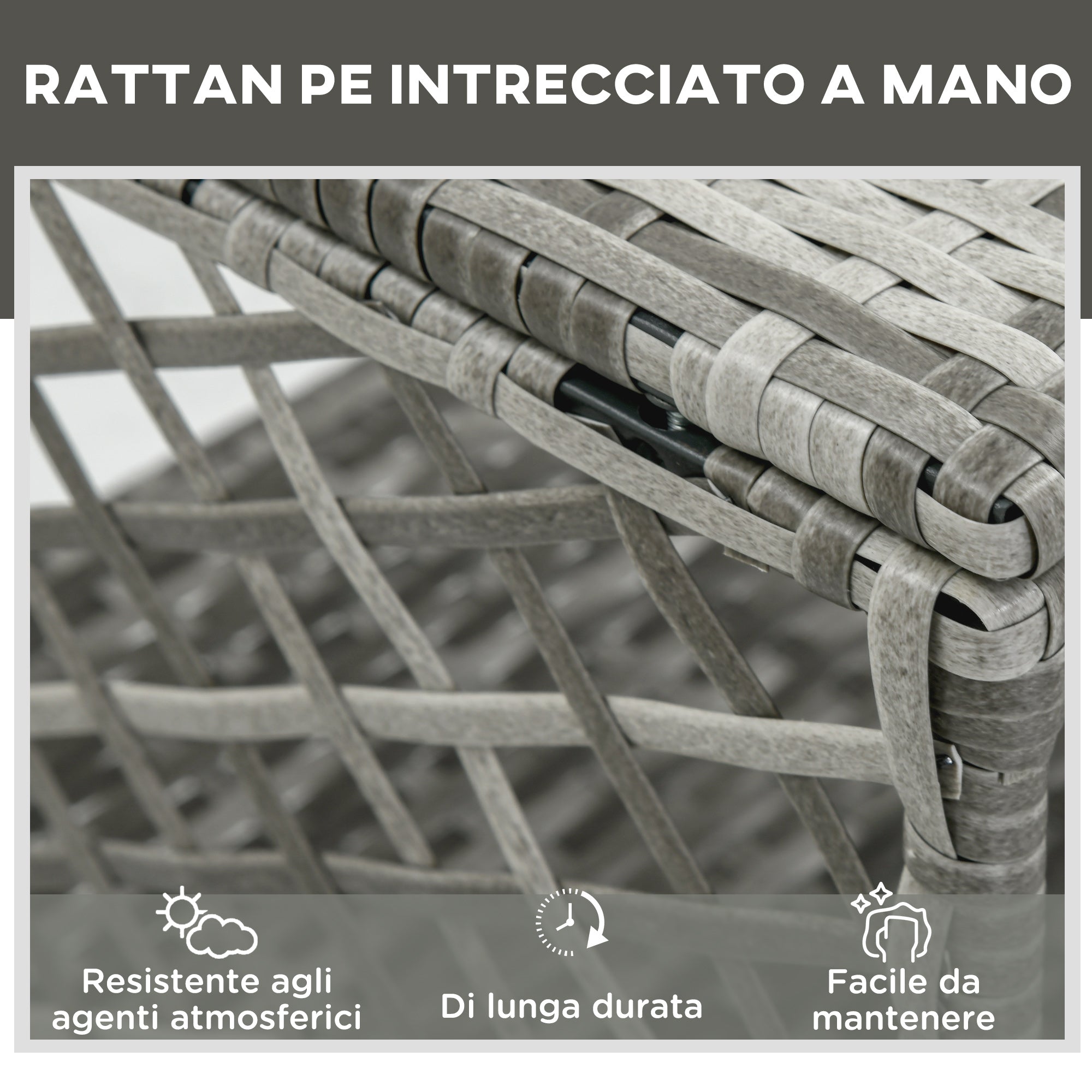 EASYCOMFORT Sdraio da Giardino in Rattan e Alluminio Regolabile in 5  Posizioni con Ruote, 162x60x90 cm