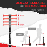 easycomfort easycomfort monopattino 3 ruote per bambini 3 8 anni con ruote luminose e 4 altezze regolabili 54 7x32 5x59 69 cm rosso