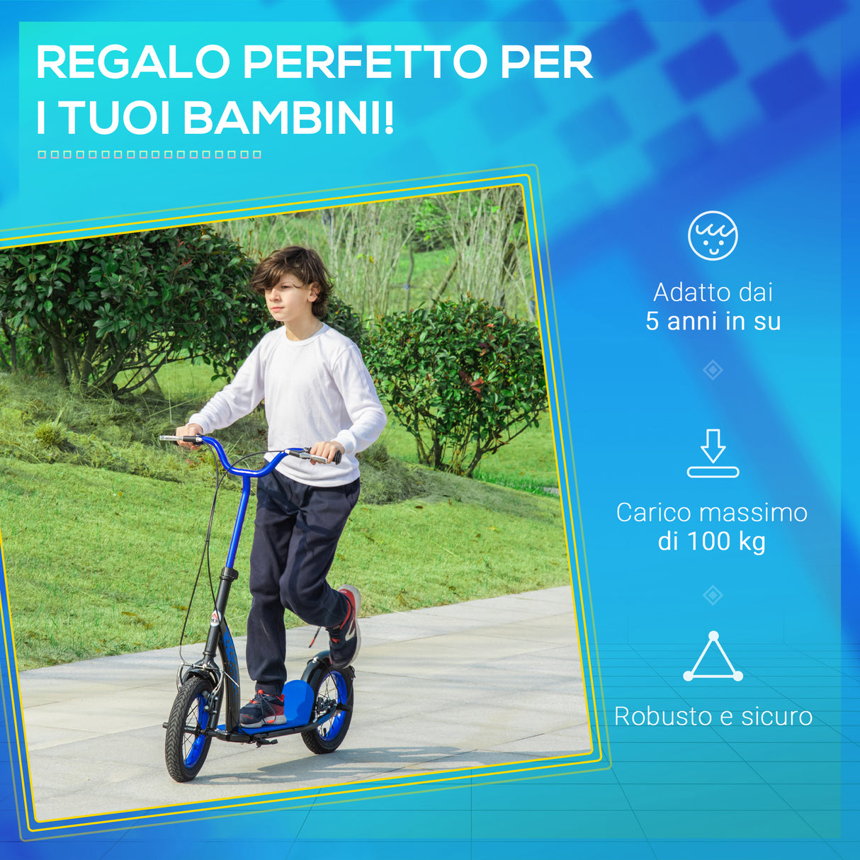 easycomfort easycomfort monopattino per bambini 5 anni altezza regolabile e doppio freno 118x55 5x85 100 5cm blu