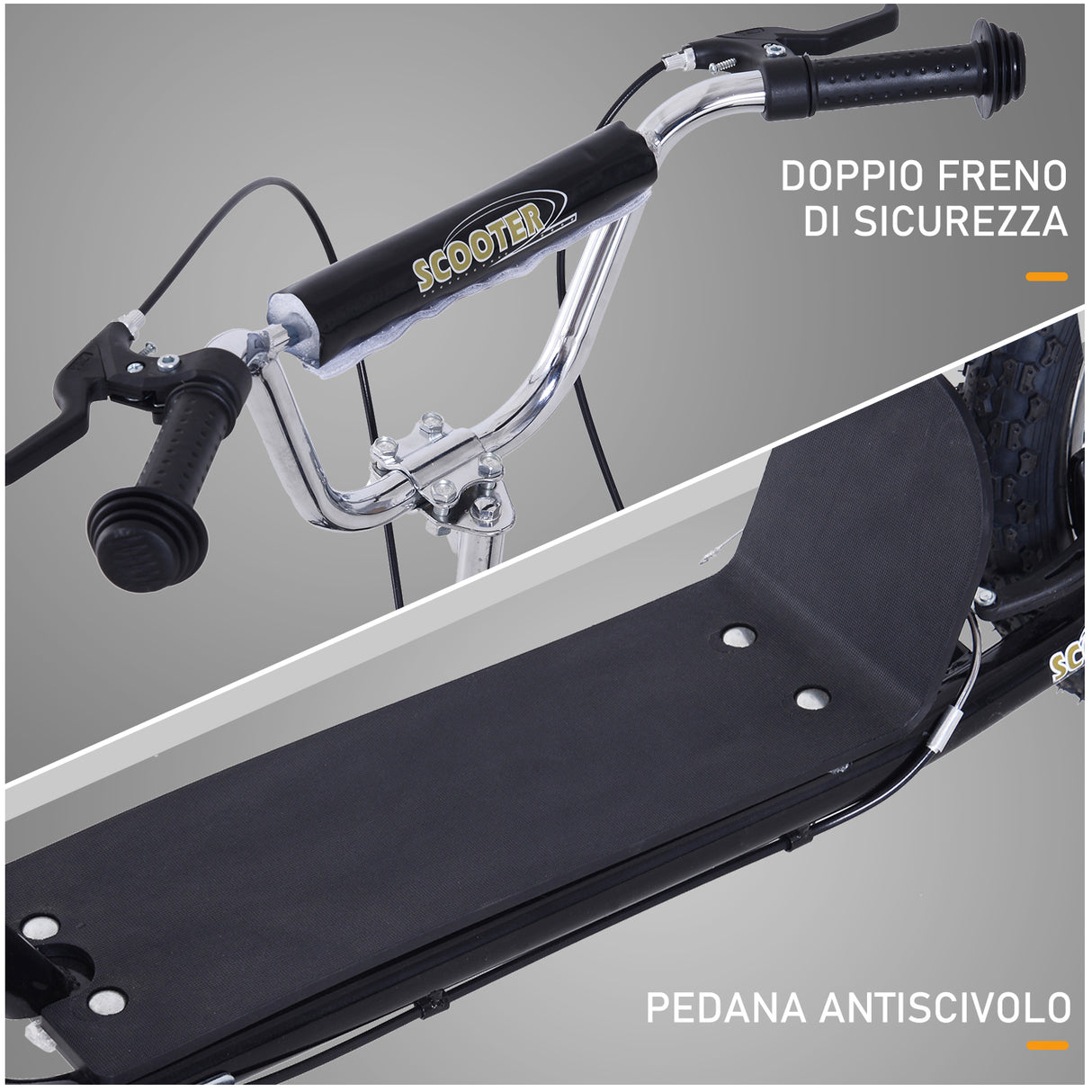 easycomfort easycomfort monopattino per bambini da 5 anni con ruote grandi da 16 e altezza regolabile freni e cavalletto nero