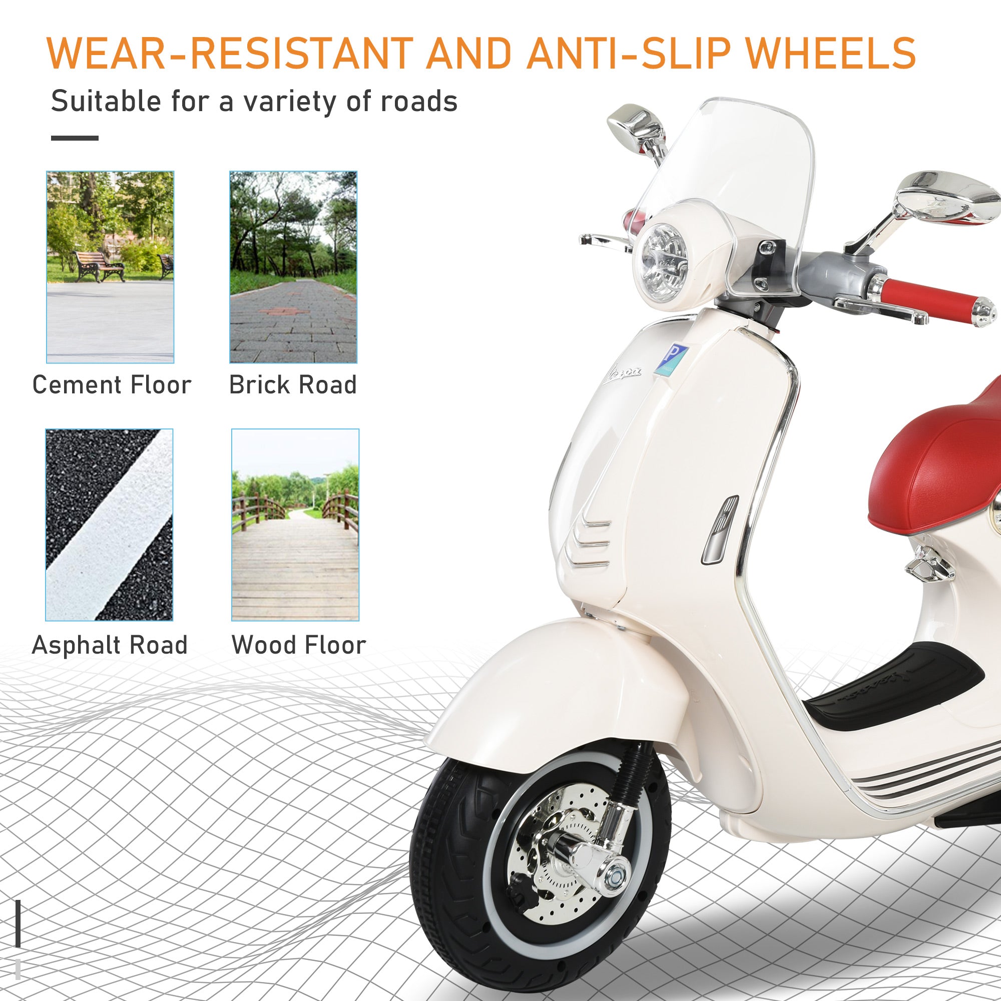 EASYCOMFORT Moto Elettrica per Bambini con Licenza Ufficiale Vespa