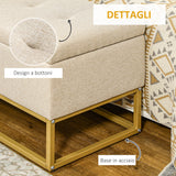 easycomfort easycomfort panca con contenitore in poliestere trapuntata con gambe in acciaio doro 110x44x48cm beige