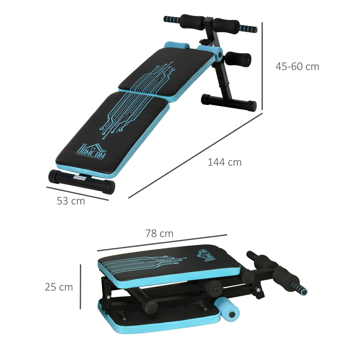 easycomfort easycomfort panca multifunzione per allenamento con schienale e cuscinetti regolabili azzurro e nero