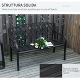 easycomfort easycomfort panchina da esterno 2 posti con braccioli in acciaio e ghisa 128x58 5x89cm nero