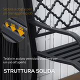 easycomfort easycomfort panchina da esterno 2 posti in acciaio e ghisa con braccioli e schienale decorato 128x58 5x89cm nero