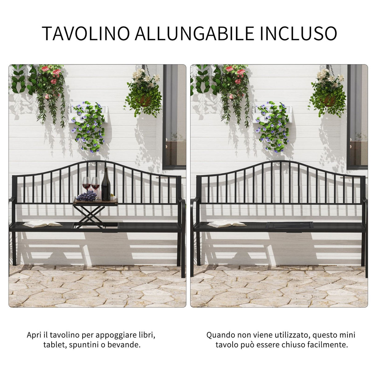 easycomfort easycomfort panchina da giardino in ferro battuto a strisce nero ean 8054144134413