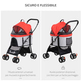 easycomfort easycomfort passeggino per cani pieghevole con trasportino rimovibile e tettuccio 82x49 5x98cm rosso