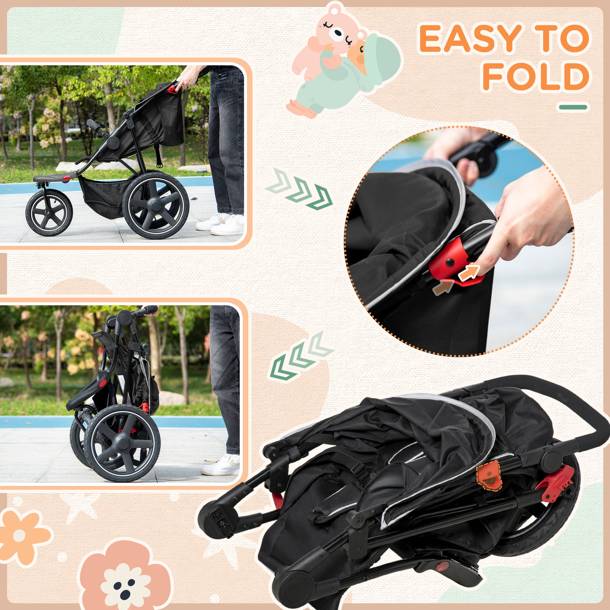 easycomfort easycomfort passeggino pieghevole per bambini 0 36 mesi con tettuccio regolabile e cesto portaoggetti 128x58x106 cm nero