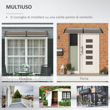 easycomfort easycomfort pensilina da esterno per finestre e porte in policarbonato e alluminio 200x100x26cm marrone