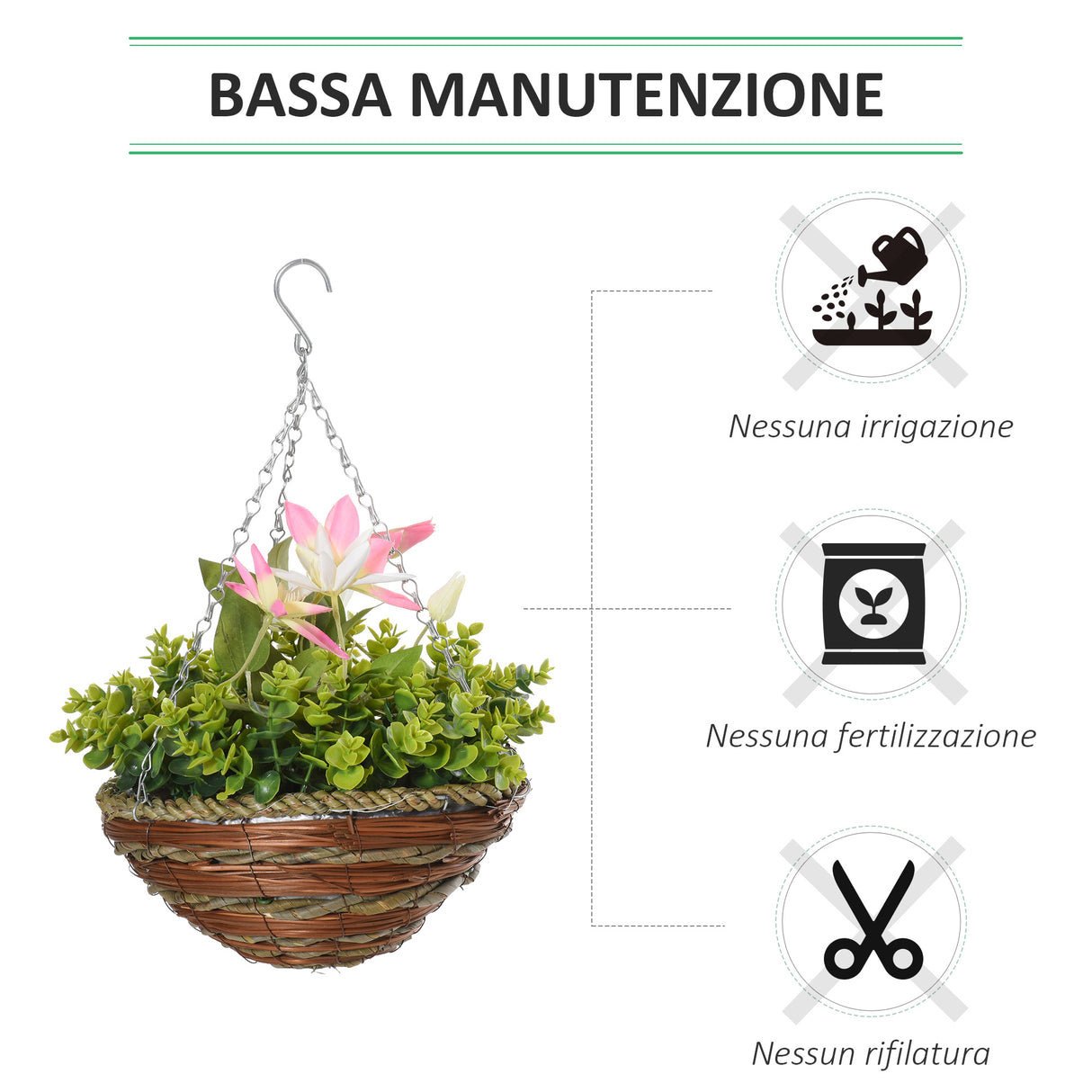 easycomfort easycomfort pianta artificiale di clematide set 2 pezzi con gancio catena e vaso inclusi 30 x 32a cm