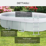 easycomfort easycomfort piscina fuori terra con telaio in acciaio filtro e scaletta per 8 persone 540x304x106cm grigio