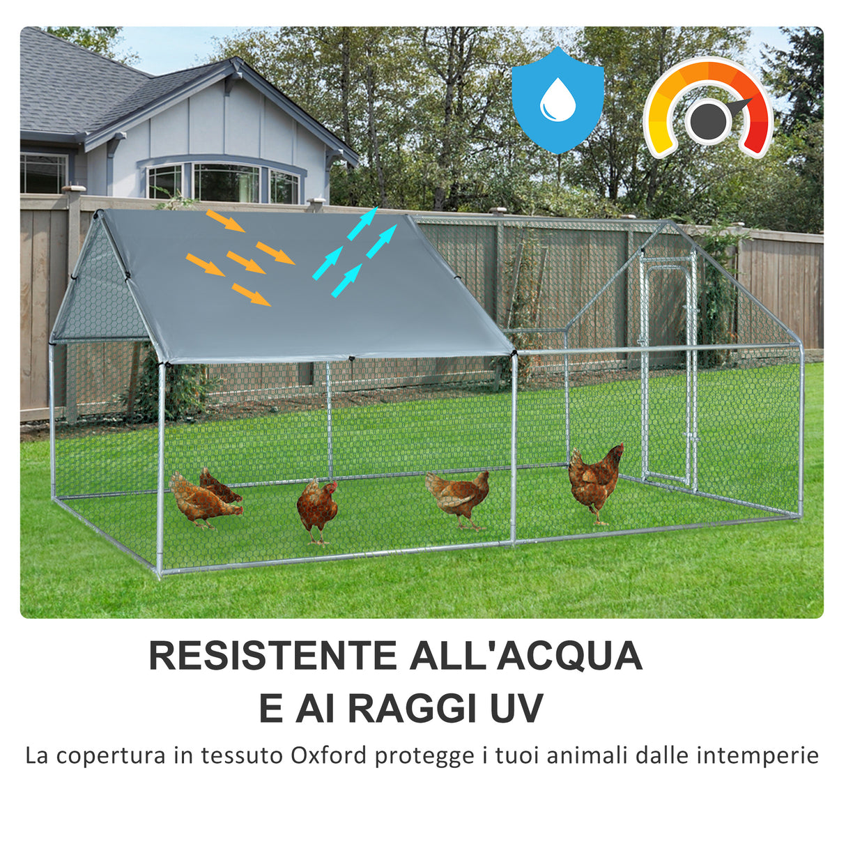 easycomfort easycomfort pollaio da giardino gabbia box per esterno zincato con tessuto oxford di copertura 3 x 4 x 1 95 m