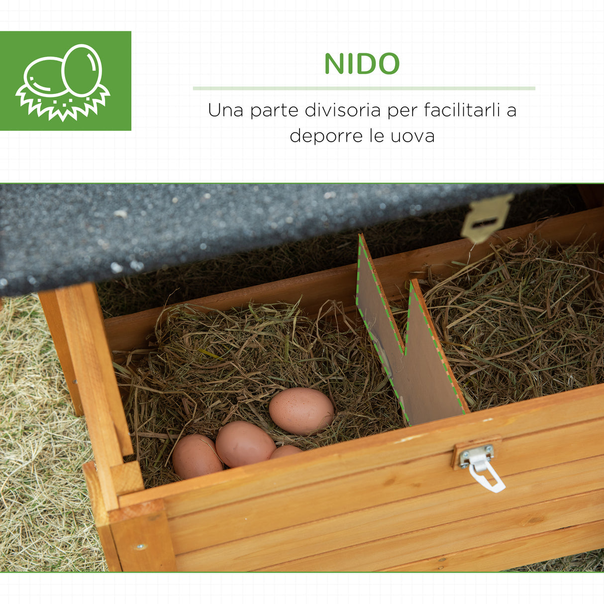 easycomfort easycomfort pollaio per galline con casetta area di corsa e di cova e vassoio estraibile in legno 180x92x78cm