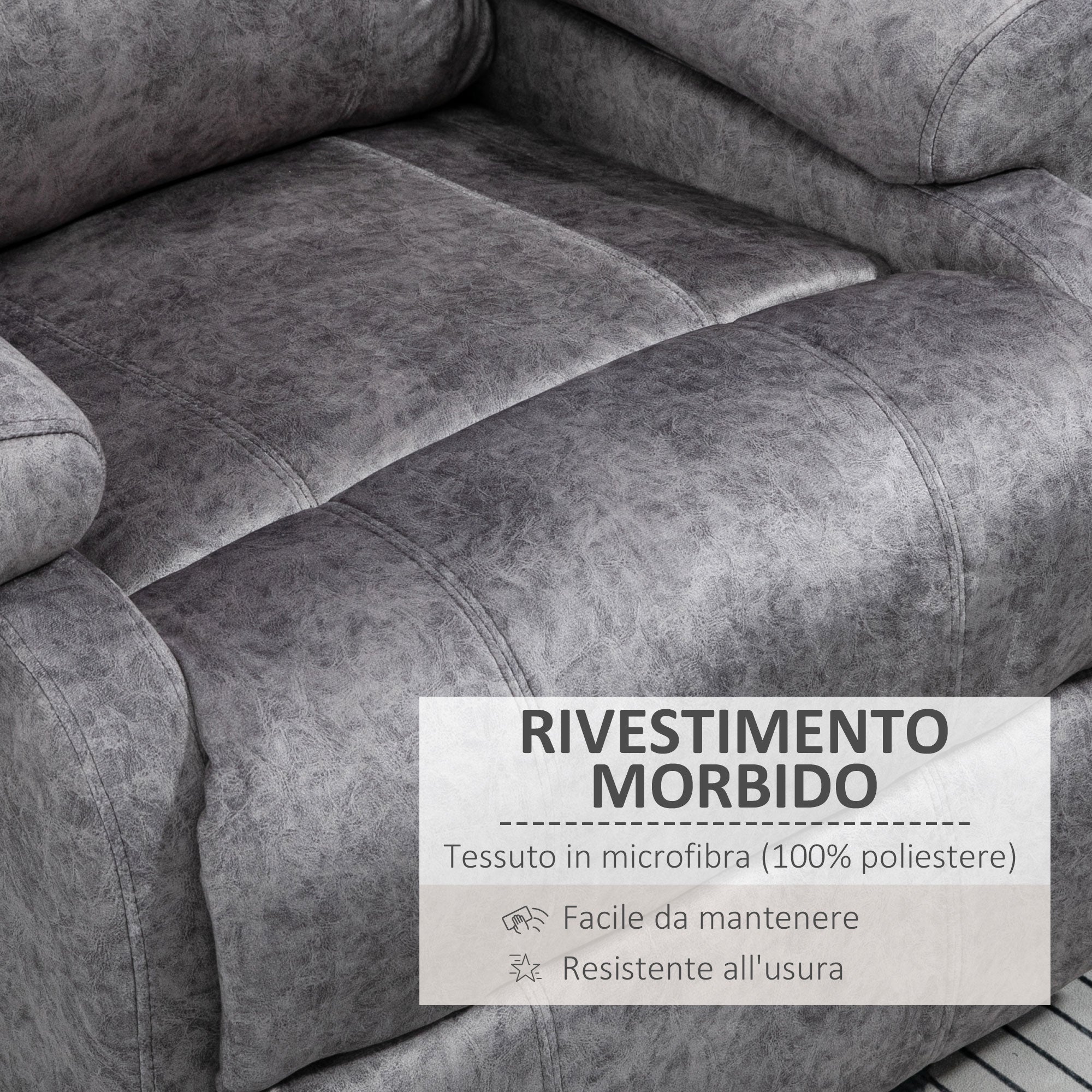 EASYCOMFORT Poltrona Relax Reclinabile Manualmente in Tessuto con  Imbottitura Extra, Grigio