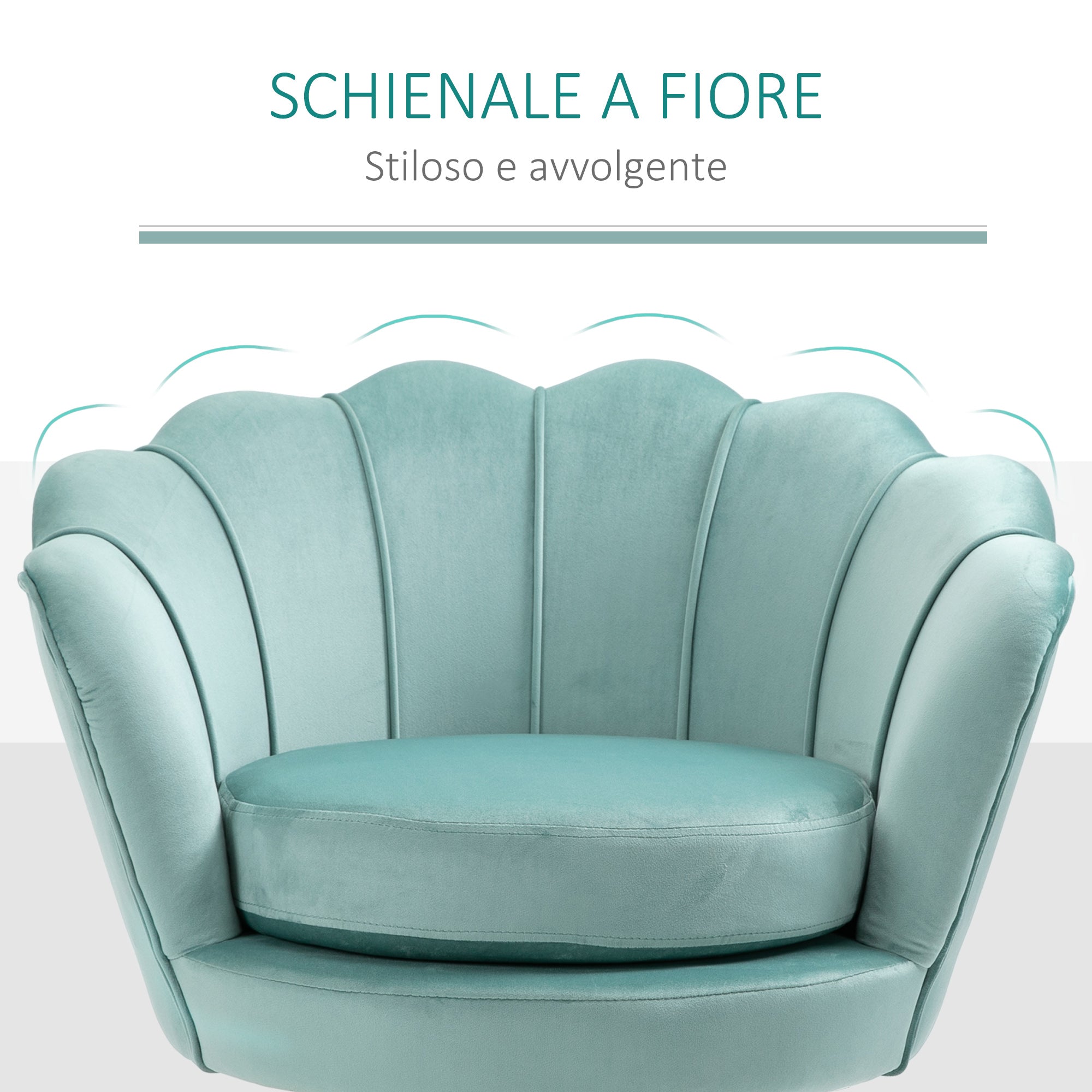 EASYCOMFORT Poltrona Vintage di Design in Velluto Verde, Poltroncina da  Camera con Schienale Alto 76x67x74cm