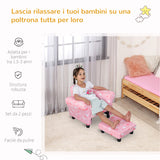 easycomfort easycomfort poltroncina per bambini con poggiapiedi estraibile struttura in legno con imbottitura 57x42x45cm rosa e bianco