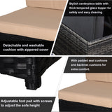 easycomfort easycomfort salotto da giardino in pe rattan 7 pezzi con divano pouf tavolino nero con cuscini cachi e verde