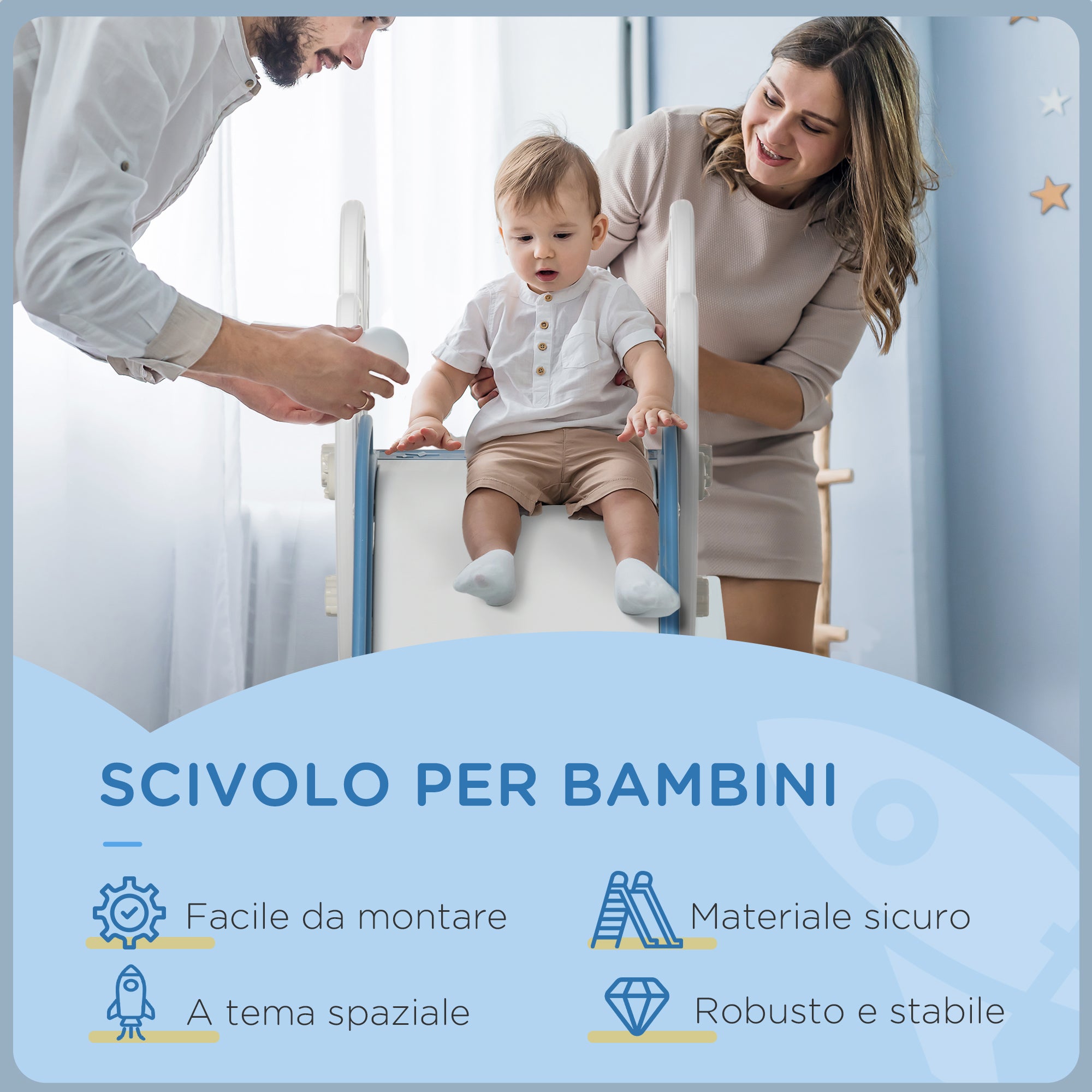 EASYCOMFORT Scivolo per Bambini Pieghevole in Plastica Età 18 Mesi-3 Anni,  102x53x53cm, Verde