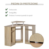 easycomfort easycomfort scrivania angolare porta pc con ripiano per monitor rovere