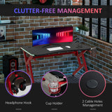 easycomfort easycomfort scrivania moderna da gaming con telecomando porta tazza e gancio cuffie nero