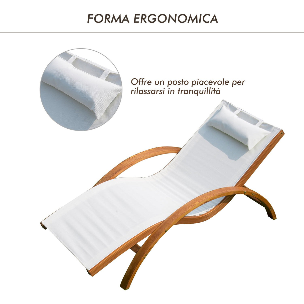easycomfort easycomfort sdraio lettino prendisole relax da giardino in legno e texilene crema ean 8054144134420