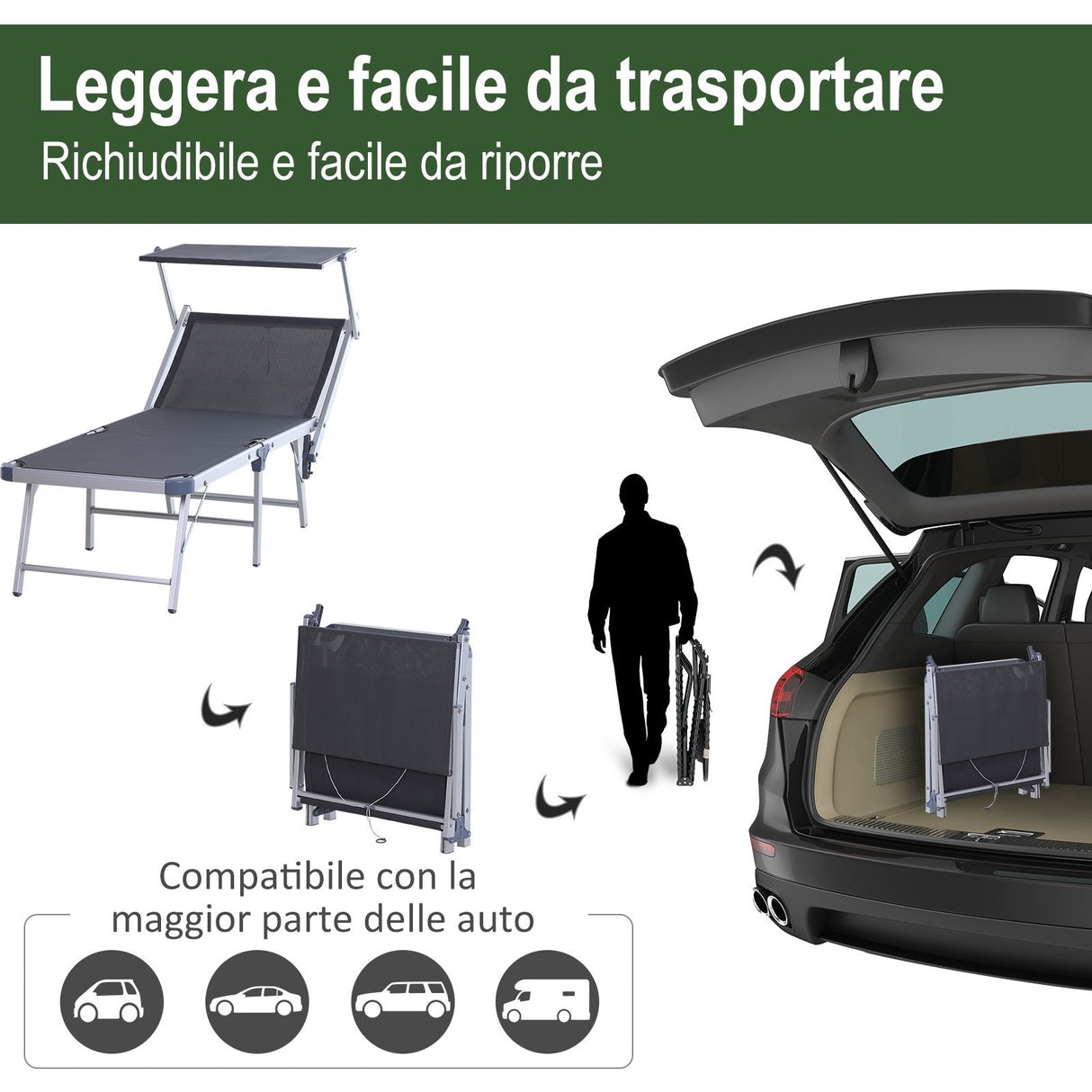 easycomfort easycomfort sdraio pieghevole da giardino con tetto lettino prendisole in alluminio grigio ean 8054144131603