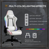 easycomfort easycomfort sedia da gaming luminosa con luci a led altezza regolabile in similpelle bianca