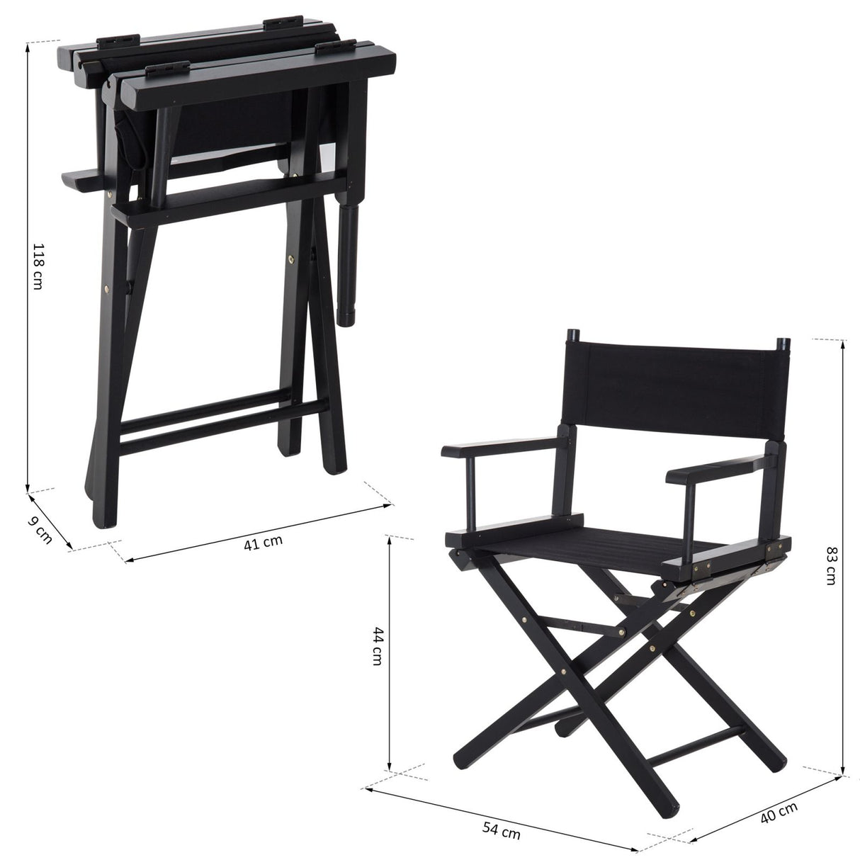 easycomfort easycomfort sedia da regista in legno di faggio e seduta in tessuto oxford nero ean 8054144134550