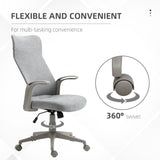 easycomfort easycomfort sedia da ufficio elegante con seduta effetto lino altezza regolabile e ruote 61x64 5x104 112 cm grigia