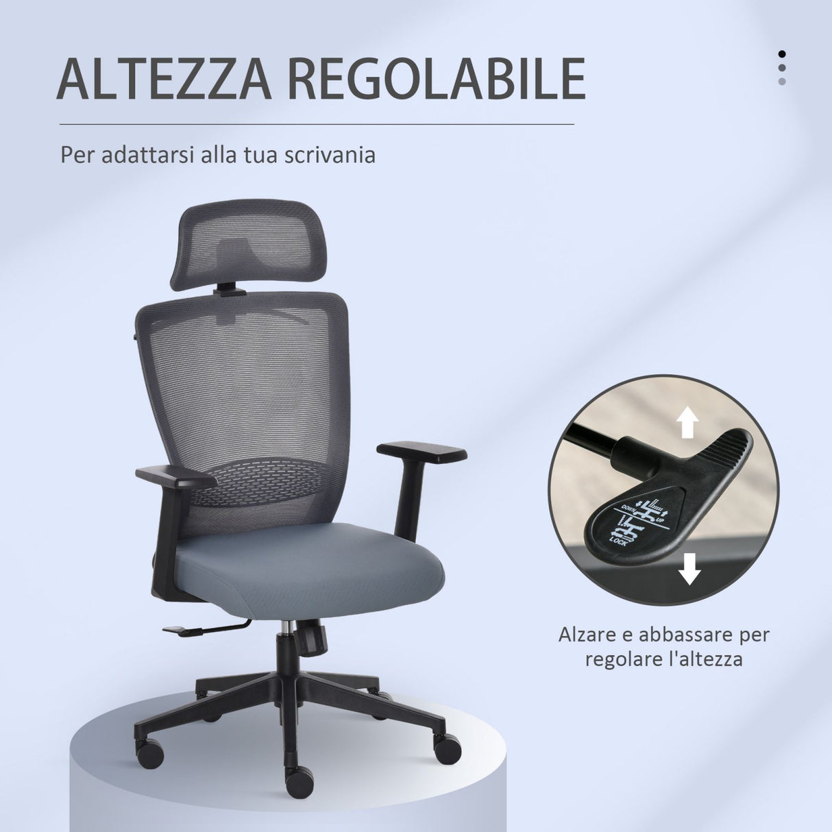 easycomfort easycomfort sedia da ufficio ergonomica altezza regolabile supporto lombare e poggiatesta gruccia integrata grigio
