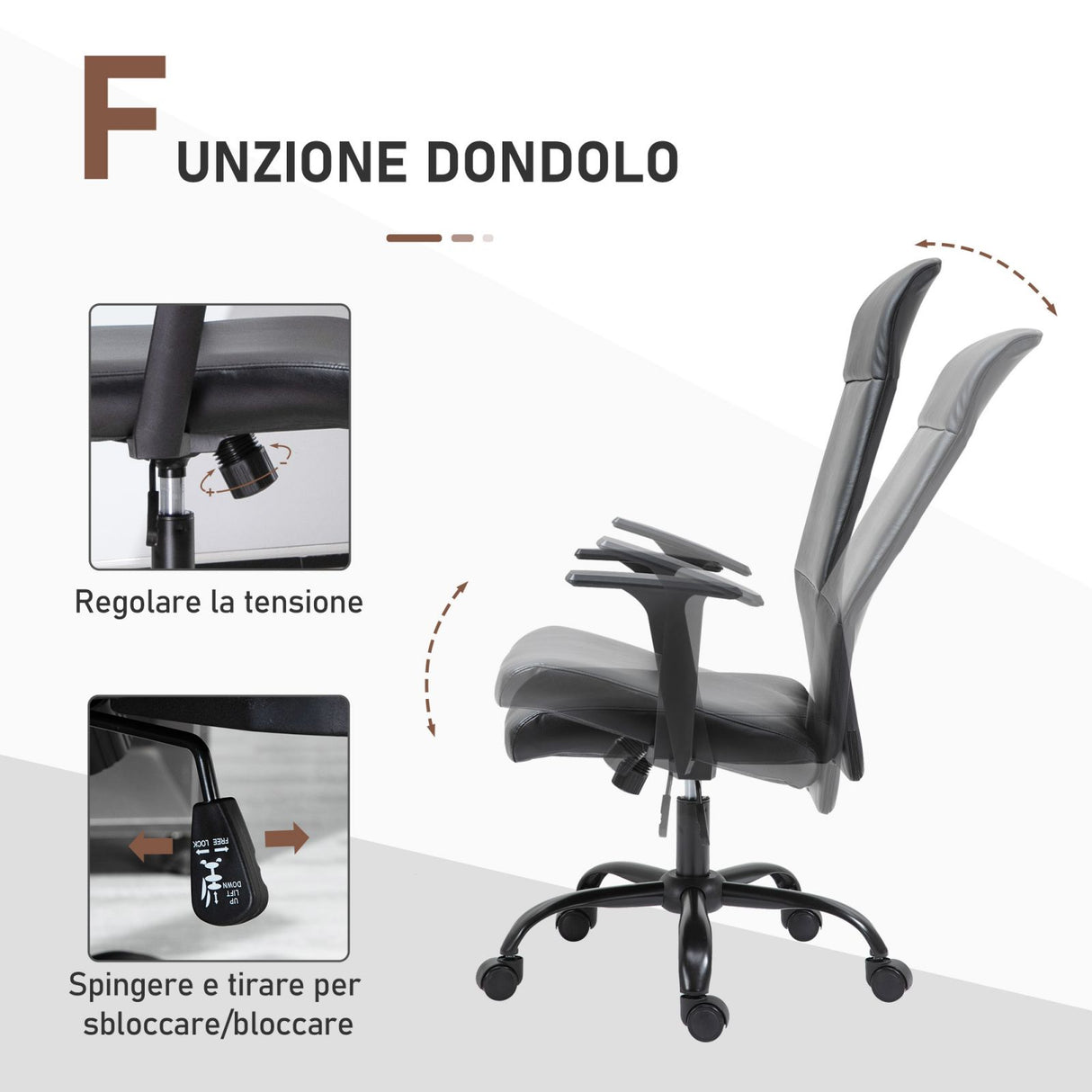 easycomfort easycomfort sedia da ufficio ergonomica e girevole in similpelle nera 61x61x109 115cm