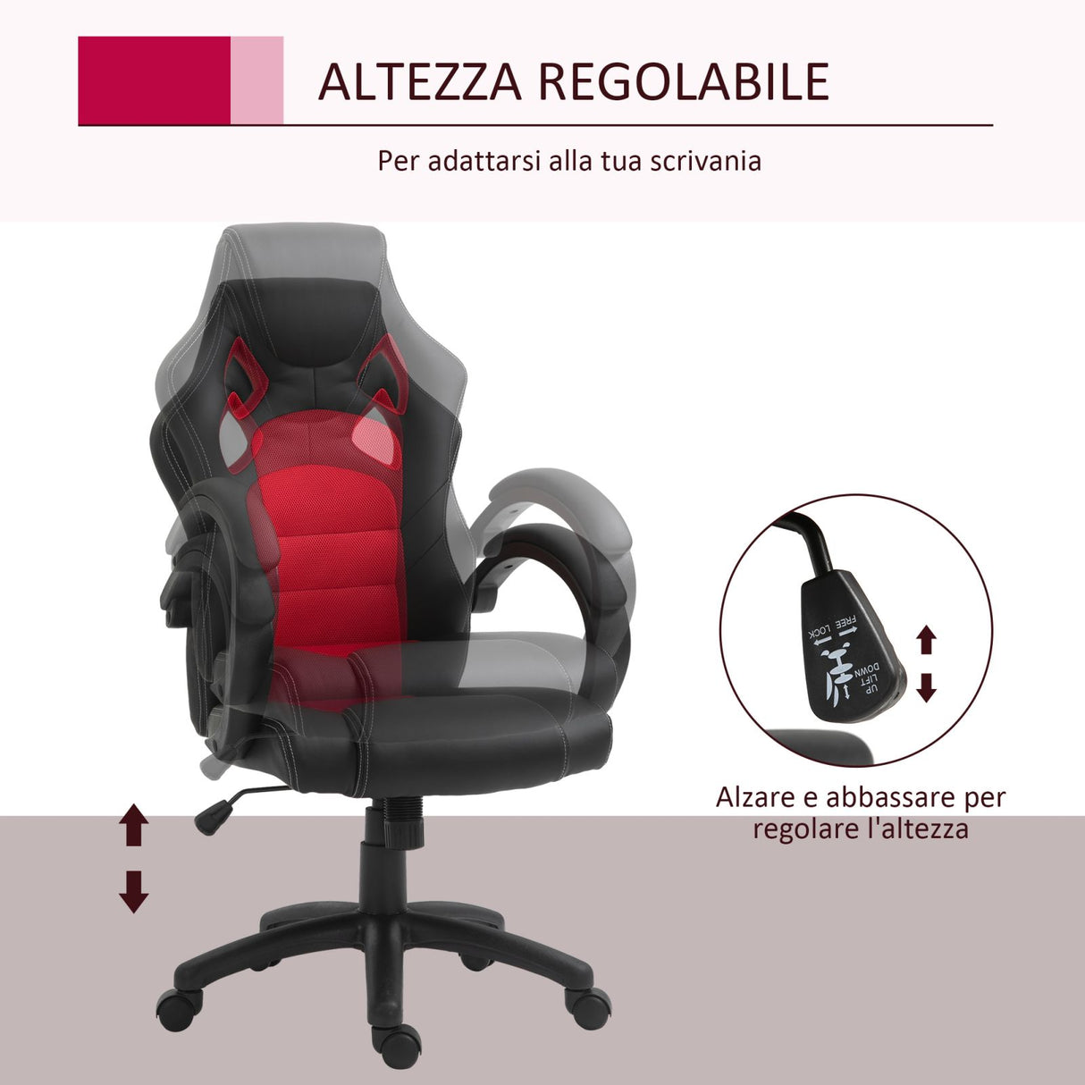 easycomfort easycomfort sedia da ufficio stile gaming rosso e nero