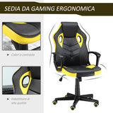 easycomfort easycomfort sedia gaming ergonomica poltrona da ufficio girevole con rotelle in similpelle nera e gialla altezza regolabile