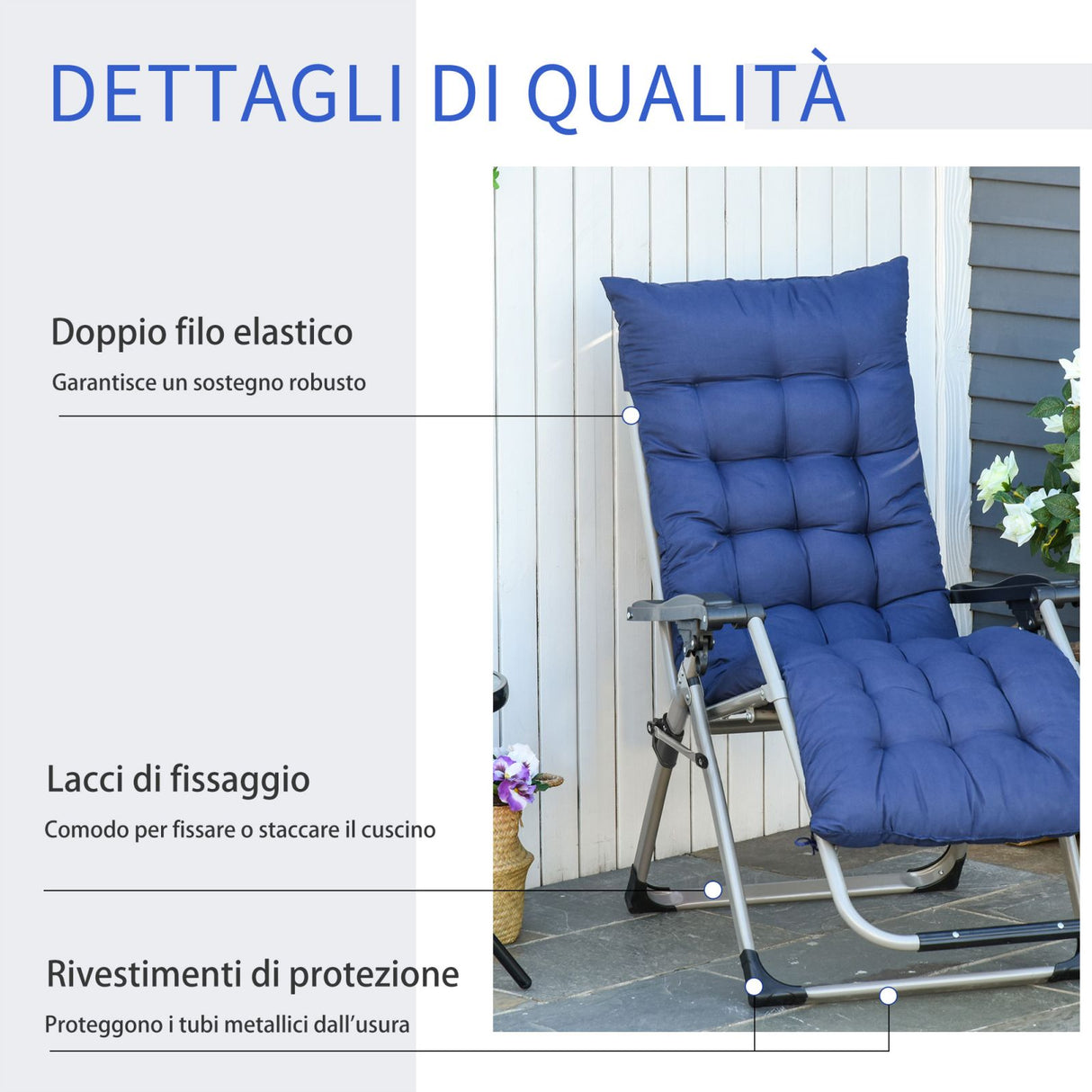 easycomfort easycomfort sedia sdraio pieghevole da giardino con schienale reclinabile blu ean 8054144134390