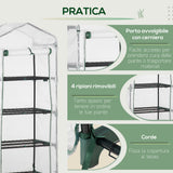 easycomfort easycomfort serra per piante verticale con scaffale a 4 ripiani in acciaio e pe bianco 70x50x160cm