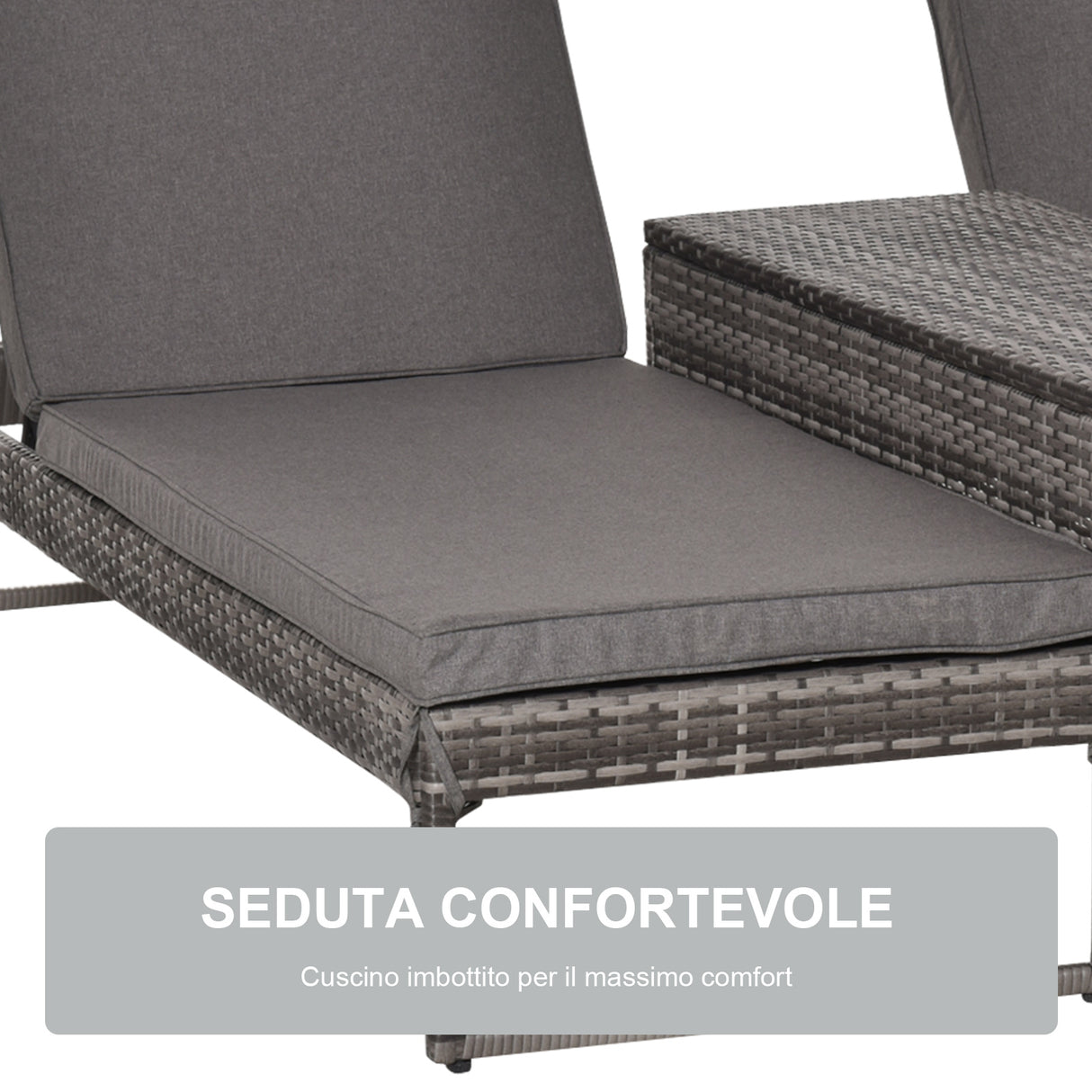 easycomfort easycomfort set 2 lettini prendisole con tavolino in pe rattan grigio