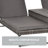 easycomfort easycomfort set 2 lettini prendisole con tavolino in pe rattan grigio