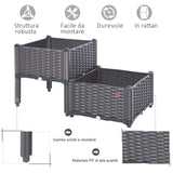 easycomfort easycomfort set 2 pezzi fioriere da esterno autoirriganti rialzate letto da giardino rialzato per fiori effetto rattan in pp marrone ean 8054111842471