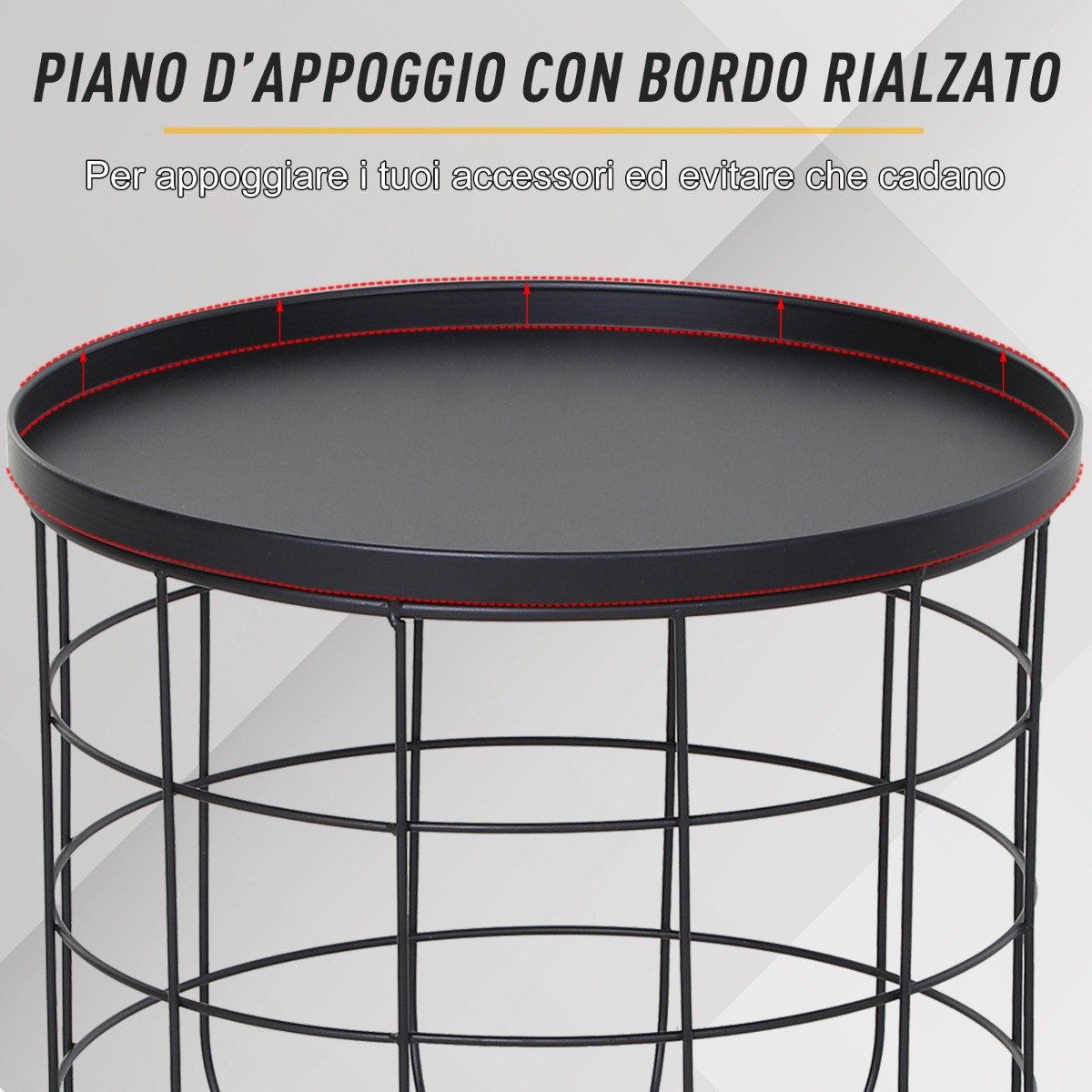 easycomfort easycomfort set 2 pezzi tavolini da caffe in metallo nero 50x50cm 41 5x35 5cm ean 8054144136899