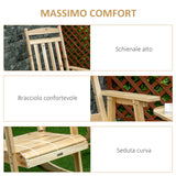 easycomfort easycomfort set 2 pz mobili da giardino con sedia a dondolo e tavolino pieghevole in legno di abete