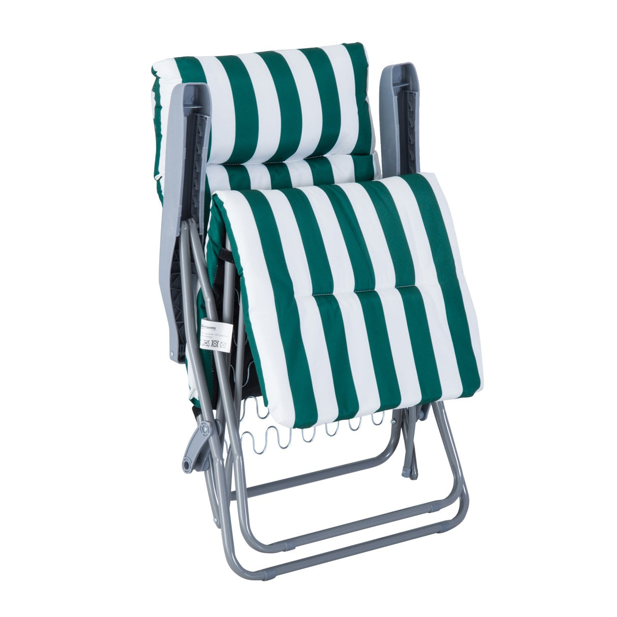 easycomfort easycomfort set 2 sedie a sdraio pieghevoli reclinabili con imbottitura a righe e braccioli bianco e verde ean 8054144138640